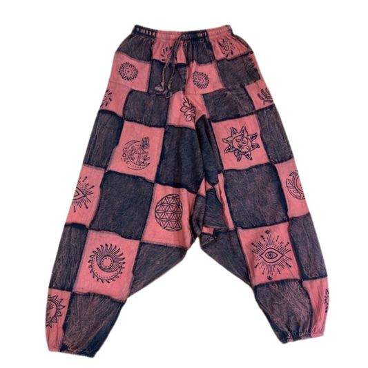 Men’s Patchwork Gothic Printed Trouser Cotton Hippy Festival Harem Pants