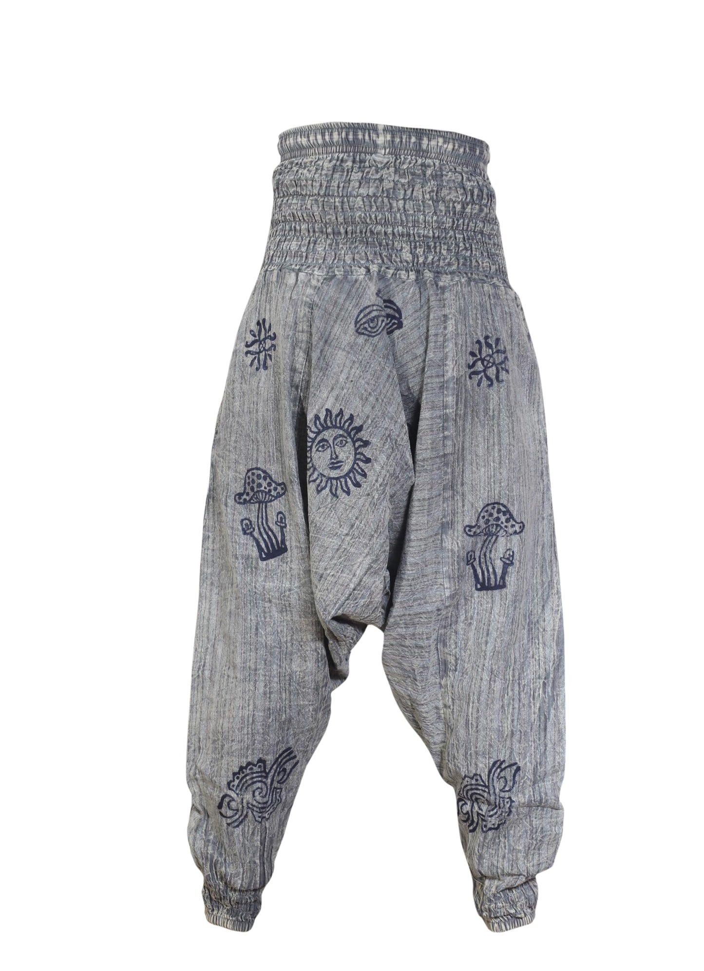 Ezhippie Womens Stonewashed Striped Harem Pants Hippie Trouser