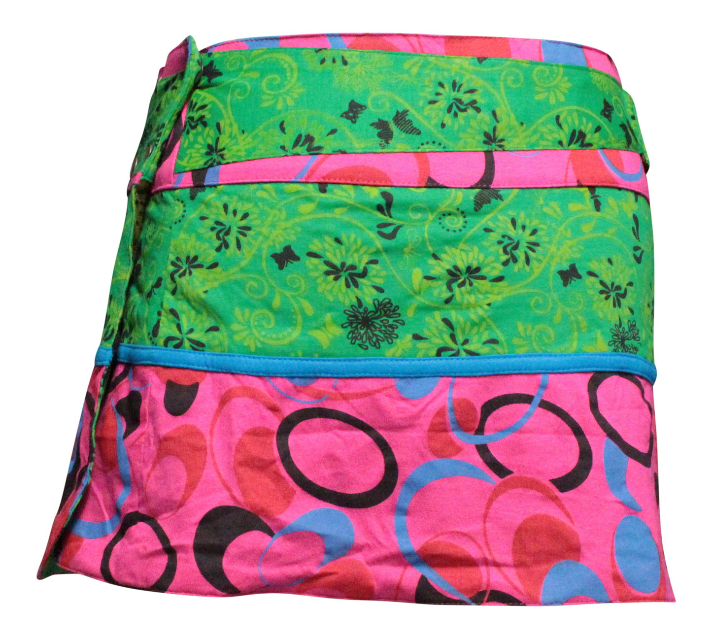 WOMEN REVERSIBLE BOTH SIDE WRAP ROUND HIPPIE POPPER SKIRTS