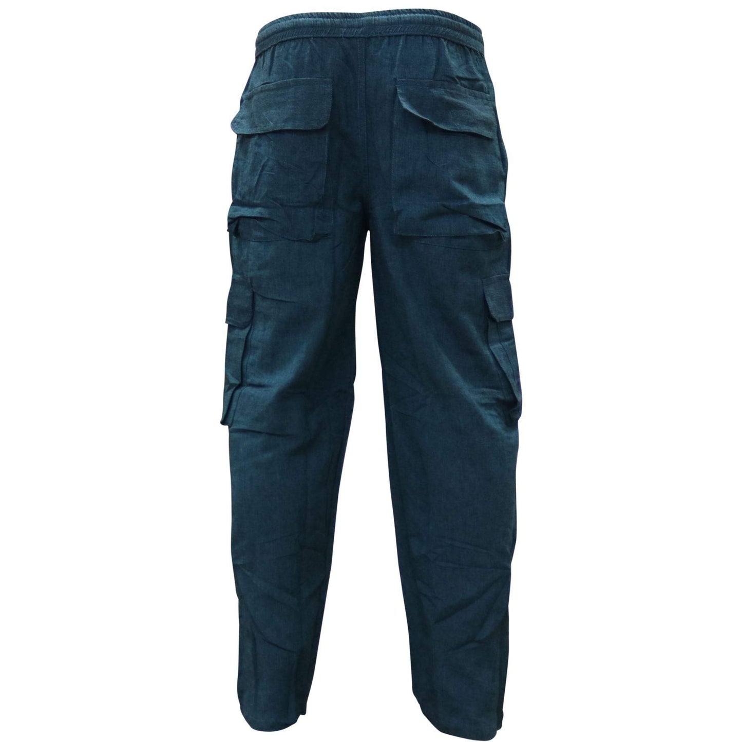 MENS PLAIN COLOUR HEMP HIPPIE COMBAT TROUSERS