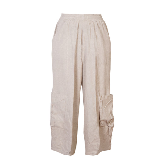 Men's Casual Relaxed Fit Elastic Waist Hippie Cotton Cargo Trouser