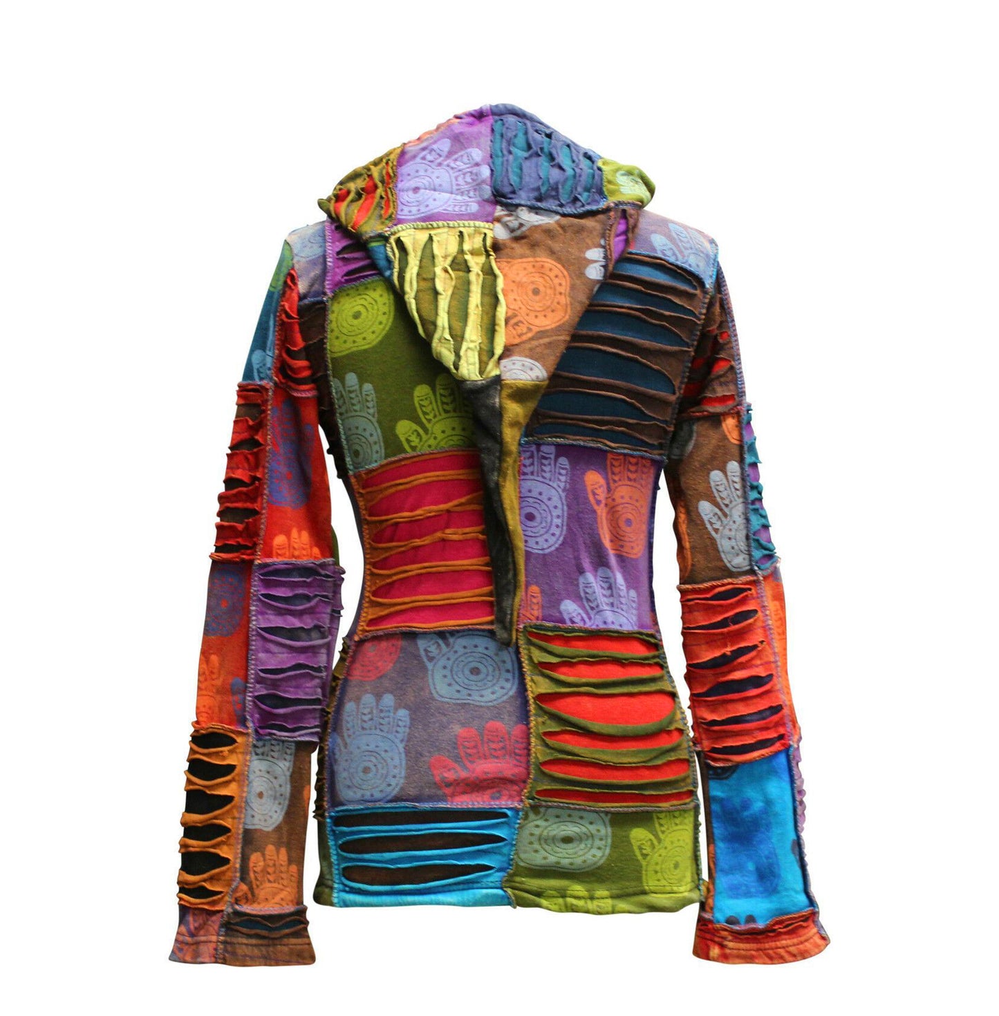 Women's Henna Hand Pixie Hippie Rib Comfort Hoodie – Boho Zip-Up Hoodie for Women