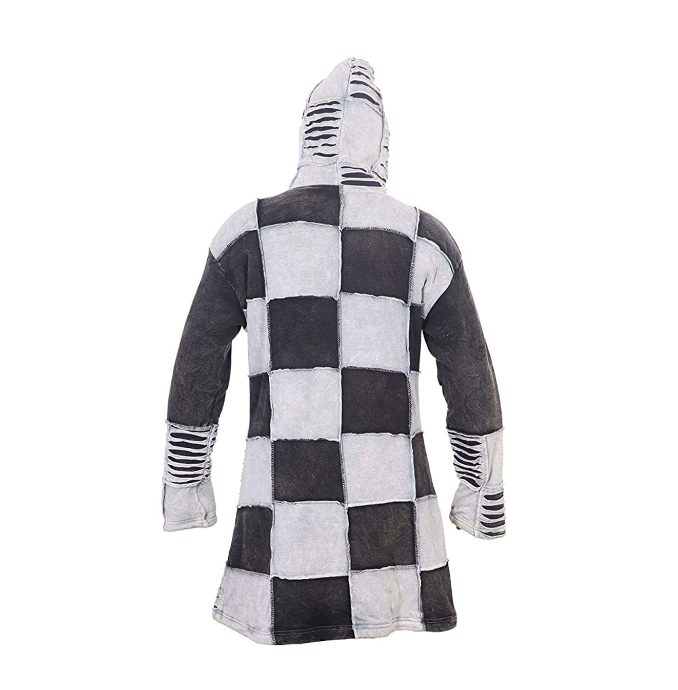 Women's Razor Cut Knee Length Hooded Floral Embroidery Gothic Long Coat