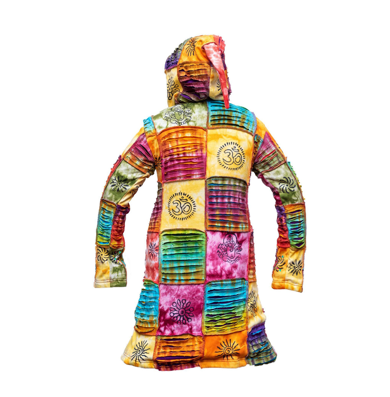 Women's Patchwork Tie Dye Long Coat