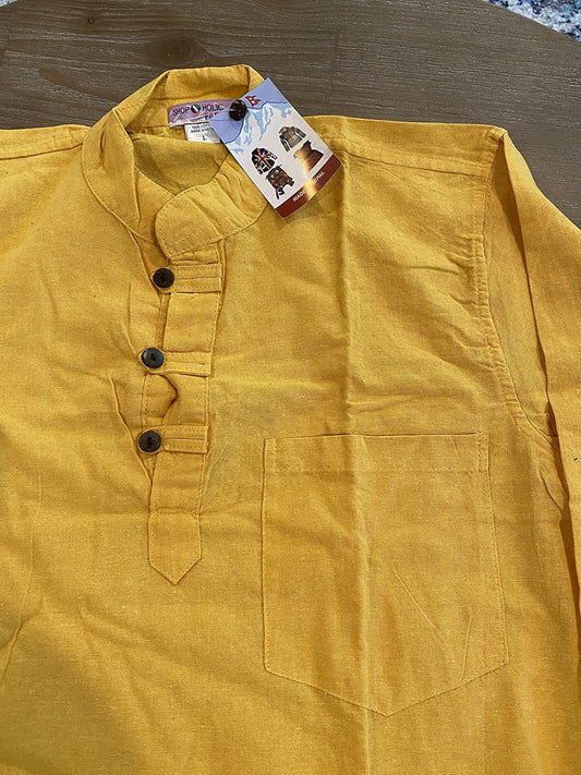 The Men's Collarless Stripe Cotton Grandad Shirt from Nepal