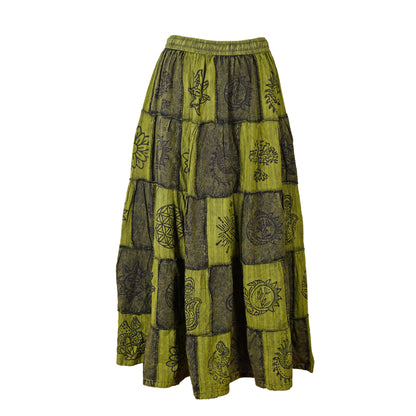 Women's Bohemian Cotton Patchwork Hippy Festival Gypsy Long Skirt