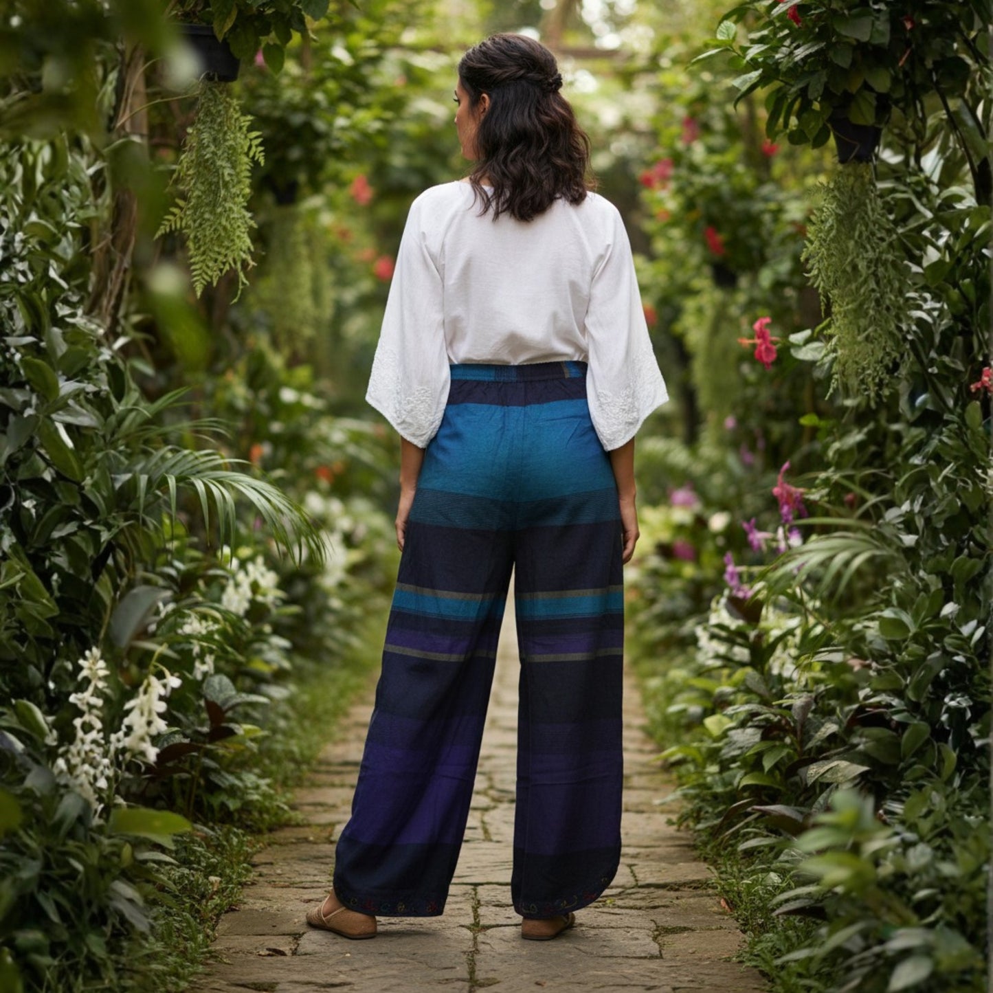 WOMEN MULTICOLOURED HIPPIE WRAP TROUSER PANTS