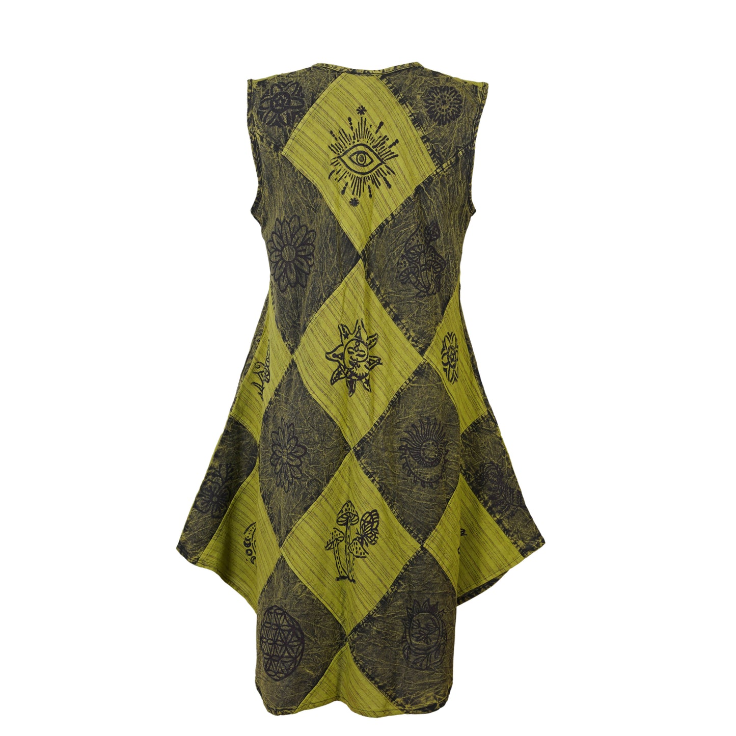 Women's Midi Boho Patchwork Print Sleeveless Hippy Festival Summer Dress