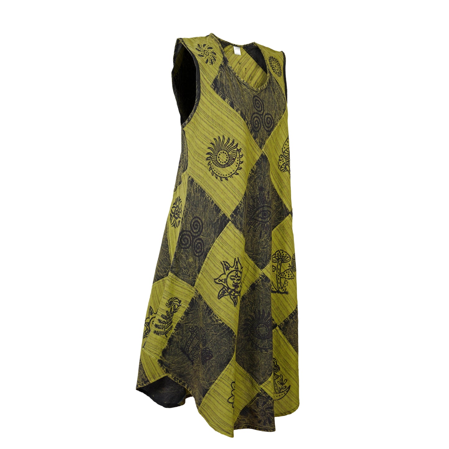 Women's Midi Boho Patchwork Print Sleeveless Hippy Festival Summer Dress