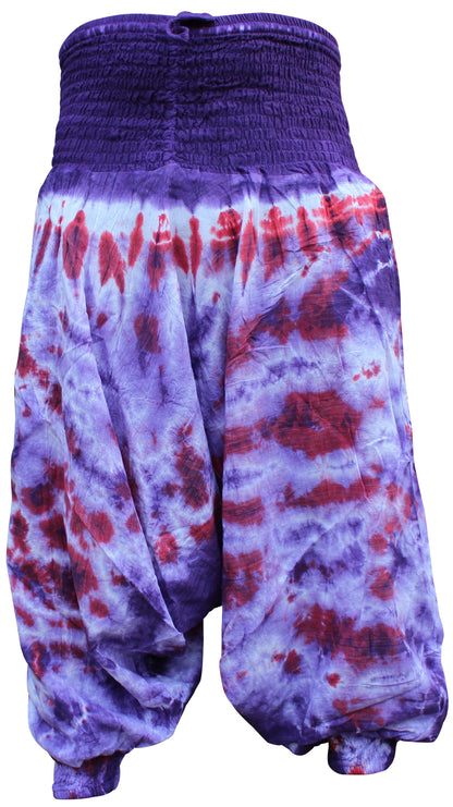 Tie Dye Harem Pants, Colourful Yoga Boho Baggy Trousers Hippie Clothes
