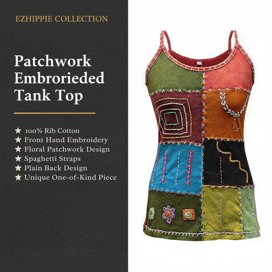 WOMEN COLOURFUL EMBROIDERED HIPPIE FESTIVAL TANK TOPS