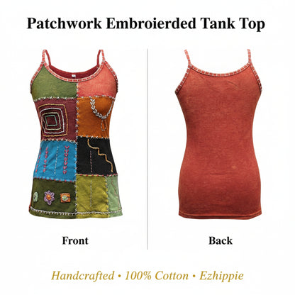 WOMEN COLOURFUL EMBROIDERED HIPPIE FESTIVAL TANK TOPS