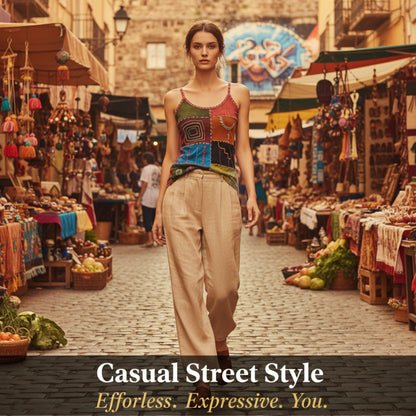 WOMEN COLOURFUL EMBROIDERED HIPPIE FESTIVAL TANK TOPS