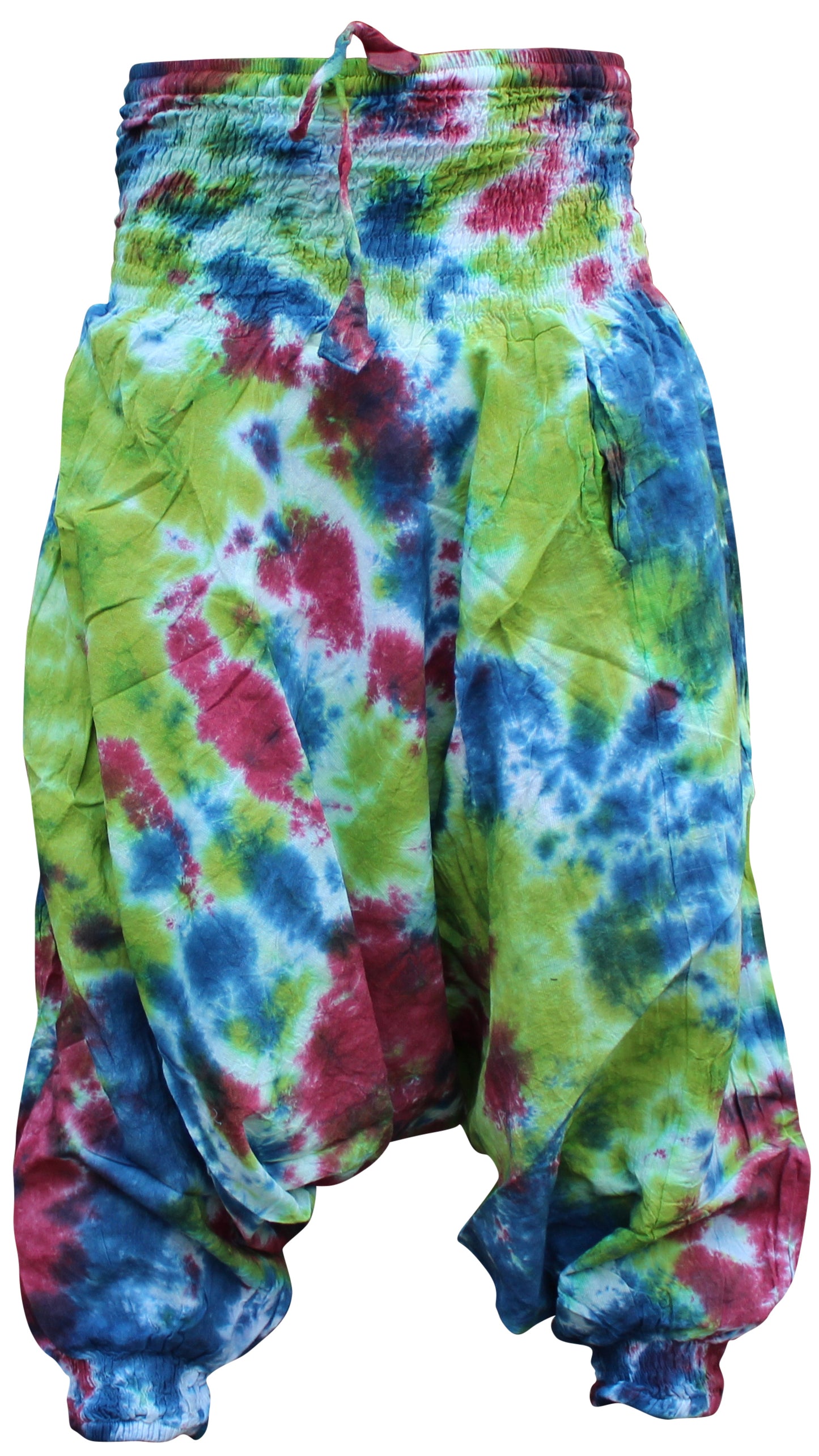 Tie Dye Harem Pants, Colourful Yoga Boho Baggy Trousers Hippie Clothes