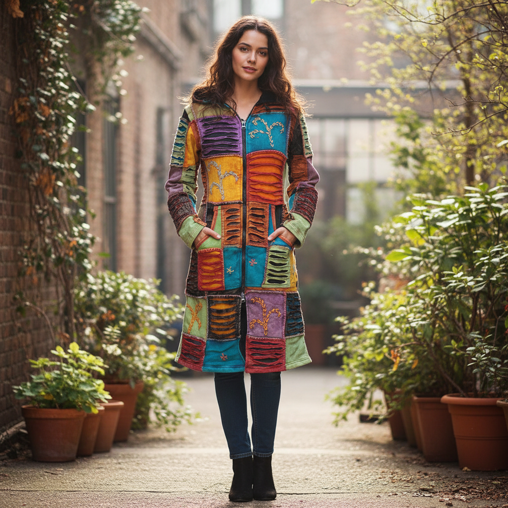 Women's Embroidered Knee Length Jacket