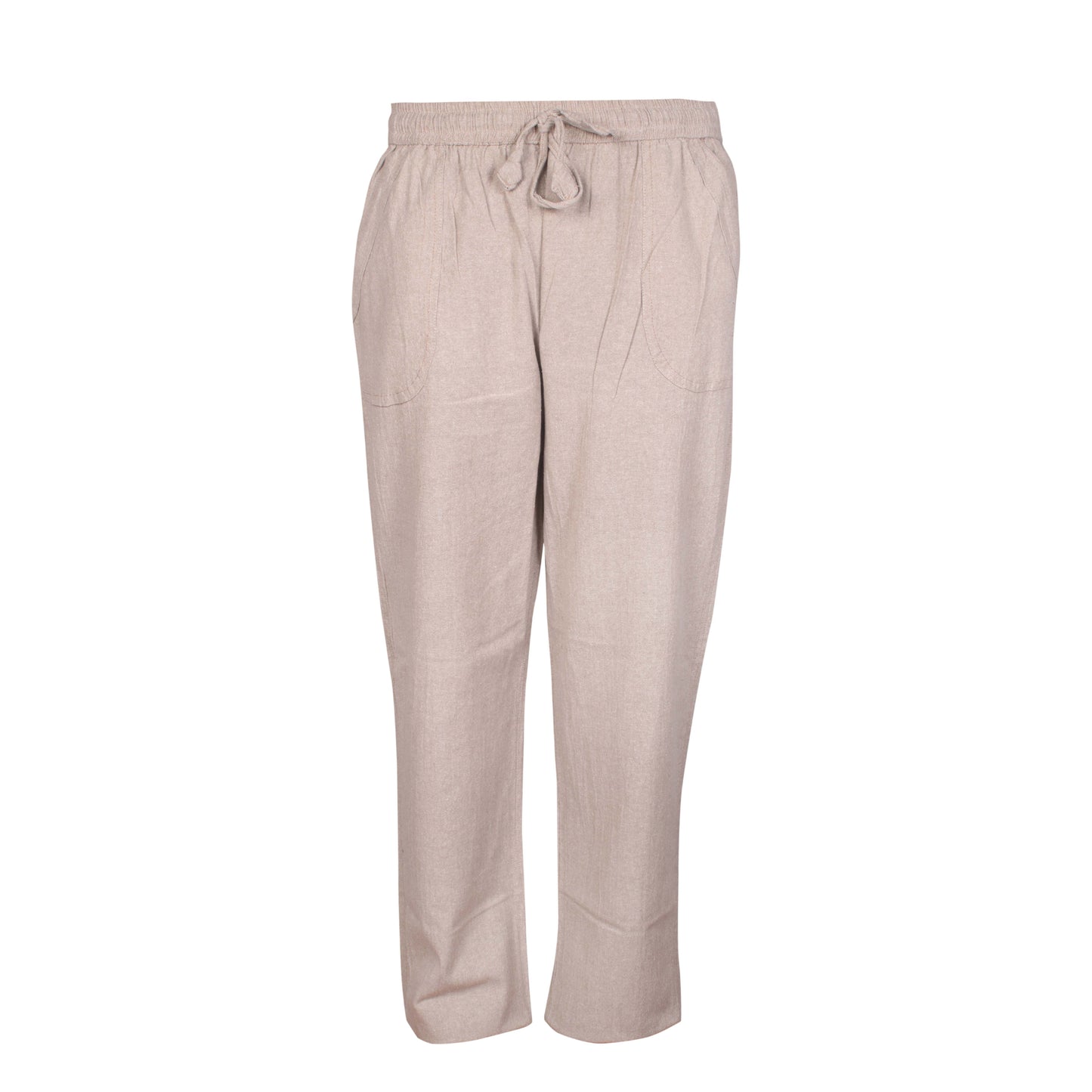 WOMENS PLAIN TROUSERS ELASTICATED WAIST YOGA PANTS WITH POCKETS