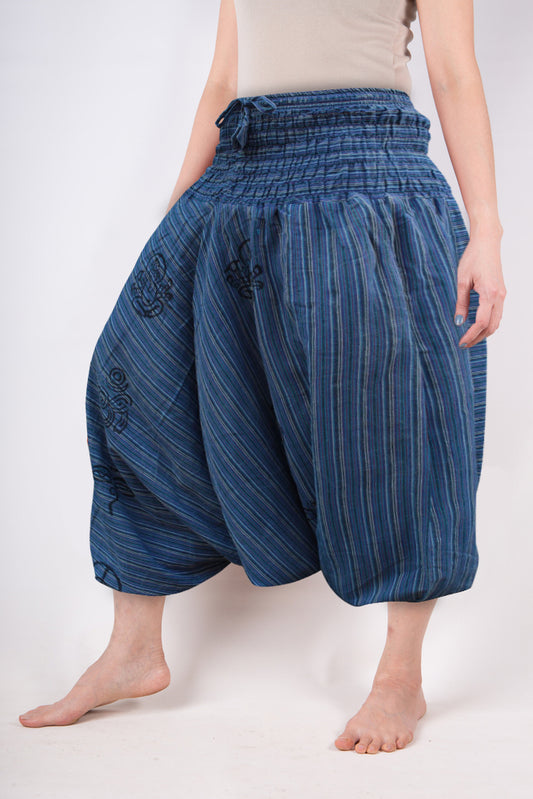 Ezhippie Womens Stonewashed Striped Harem Pants Hippie Trouser