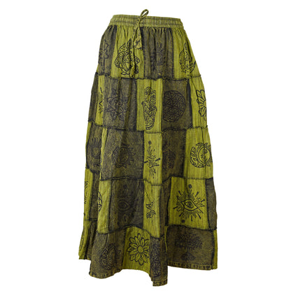 Women's Bohemian Cotton Patchwork Hippy Festival Gypsy Long Skirt
