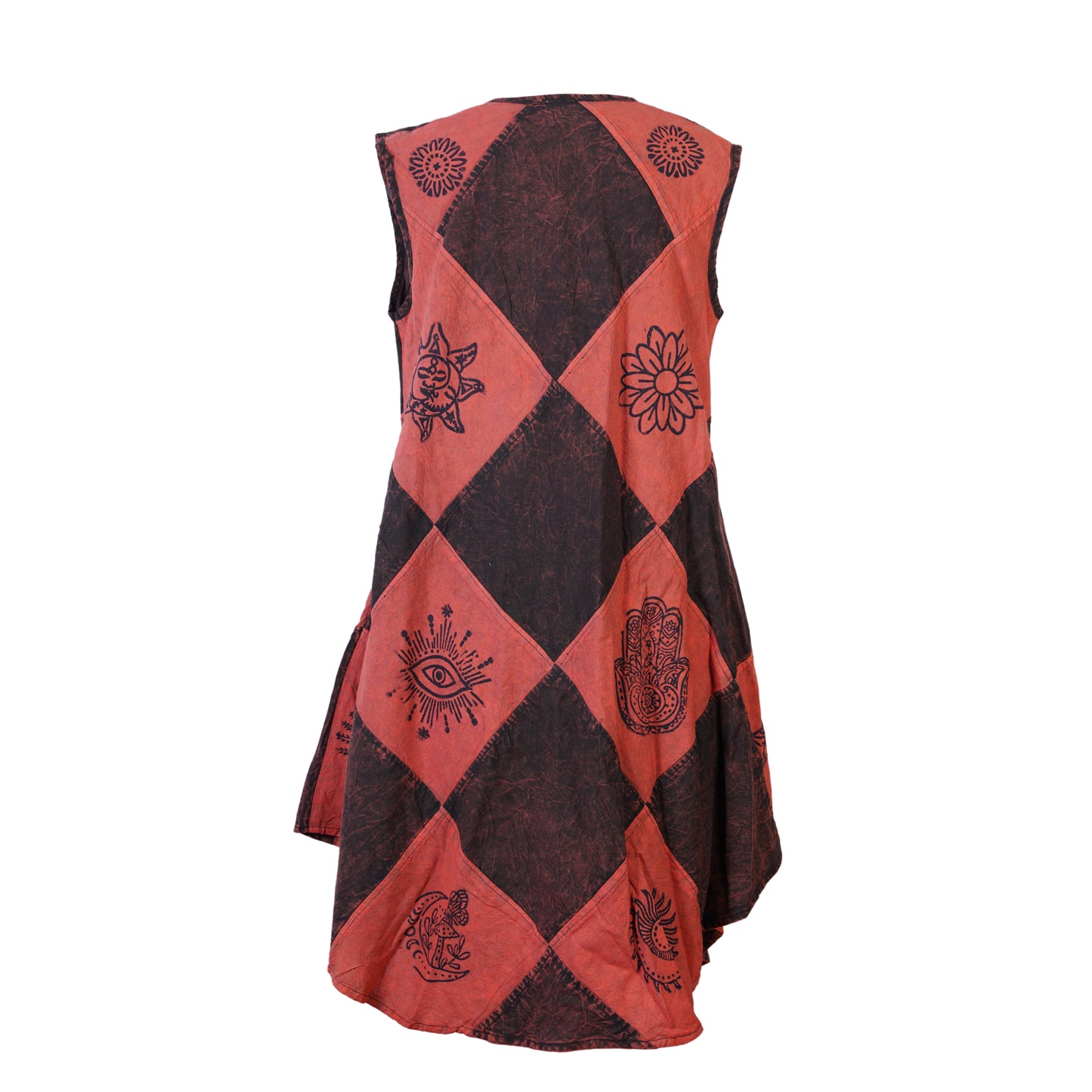 Women's Midi Boho Patchwork Print Sleeveless Hippy Festival Summer Dress