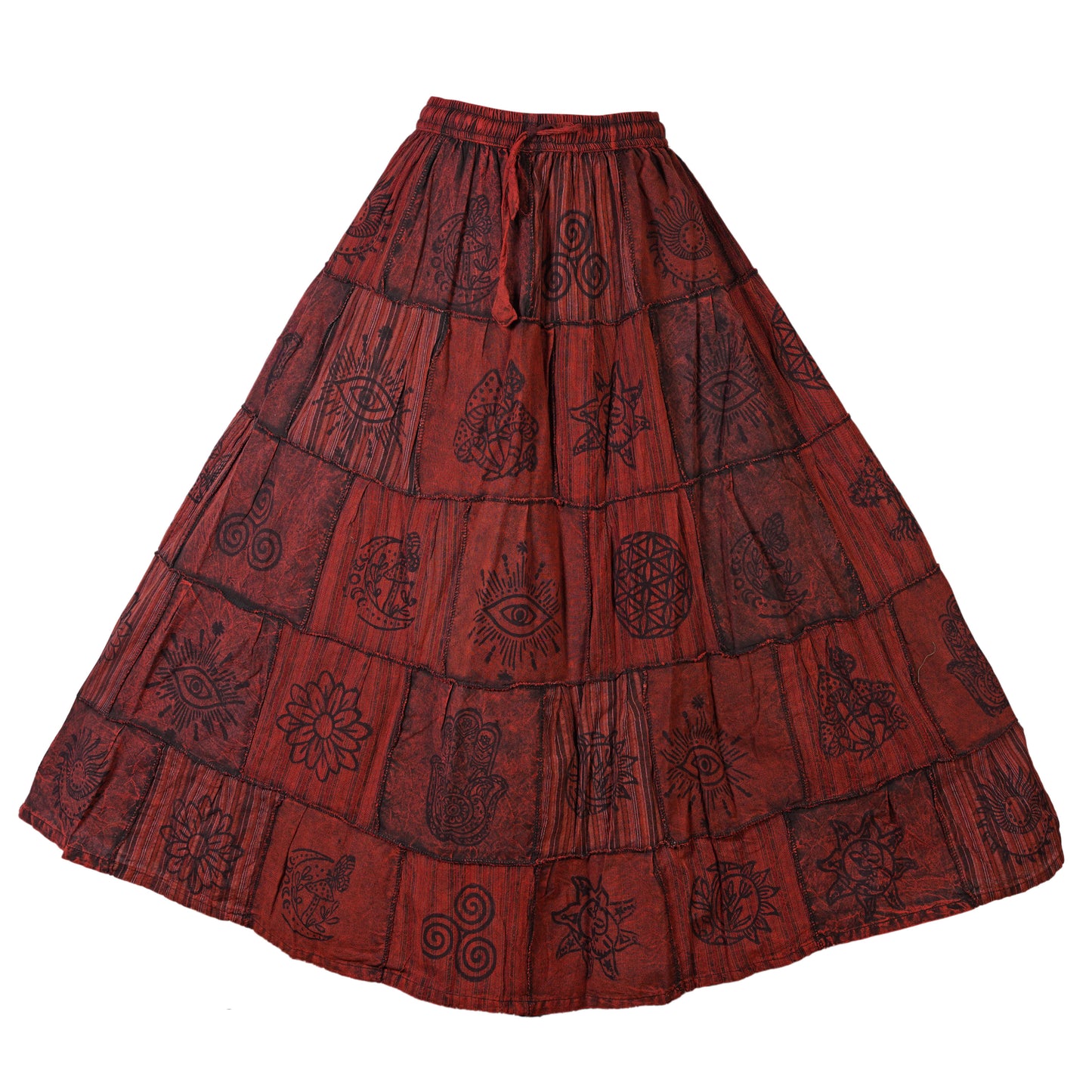 Women's Bohemian Cotton Patchwork Hippy Festival Gypsy Long Skirt