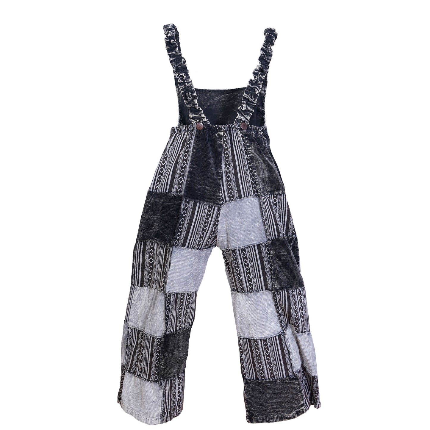 Women’s Cotton Patchwork Mushroom Flower Sun Tribal Print Hippie Summer Dungarees