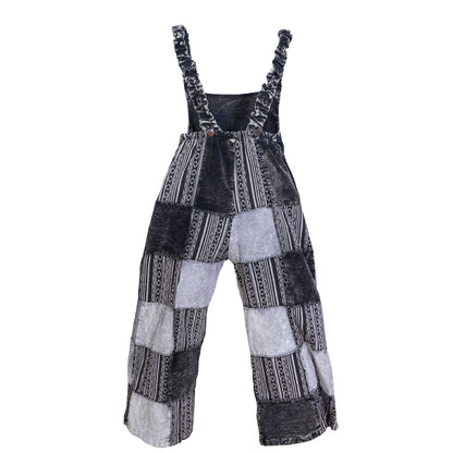 Women’s Cotton Patchwork Mushroom Flower Sun Tribal Print Hippie Summer Dungarees