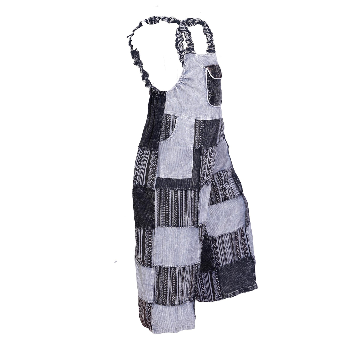 Women’s Cotton Patchwork Mushroom Flower Sun Tribal Print Hippie Summer Dungarees