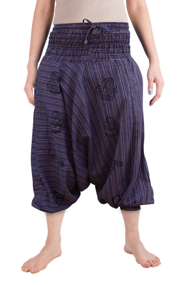 Ezhippie Womens Stonewashed Striped Harem Pants Hippie Trouser