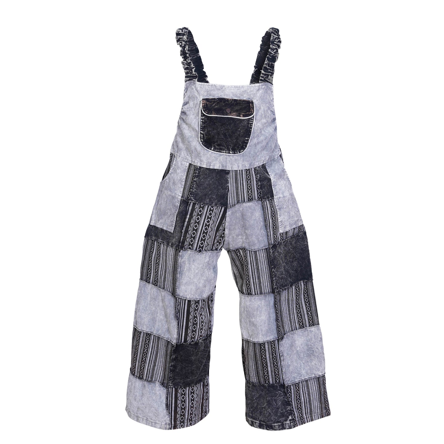 Women’s Cotton Patchwork Mushroom Flower Sun Tribal Print Hippie Summer Dungarees