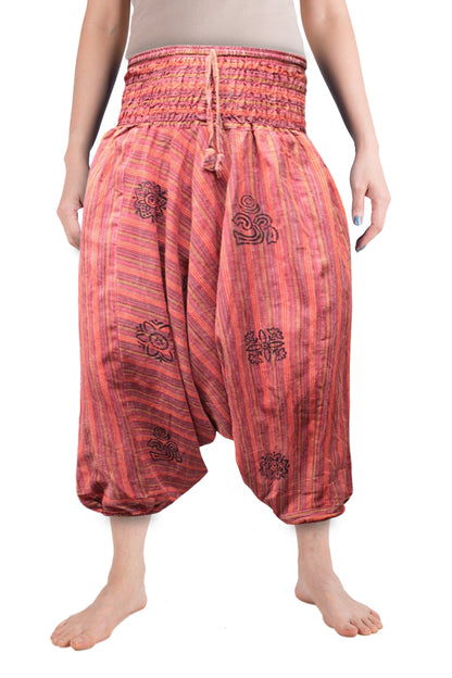 Ezhippie Womens Stonewashed Striped Harem Pants Hippie Trouser