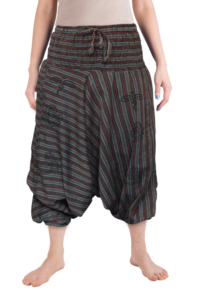 Ezhippie Womens Stonewashed Striped Harem Pants Hippie Trouser