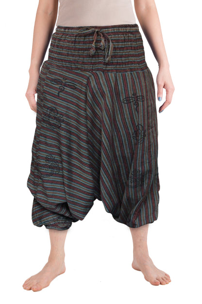 Ezhippie Womens Stonewashed Striped Harem Pants Hippie Trouser