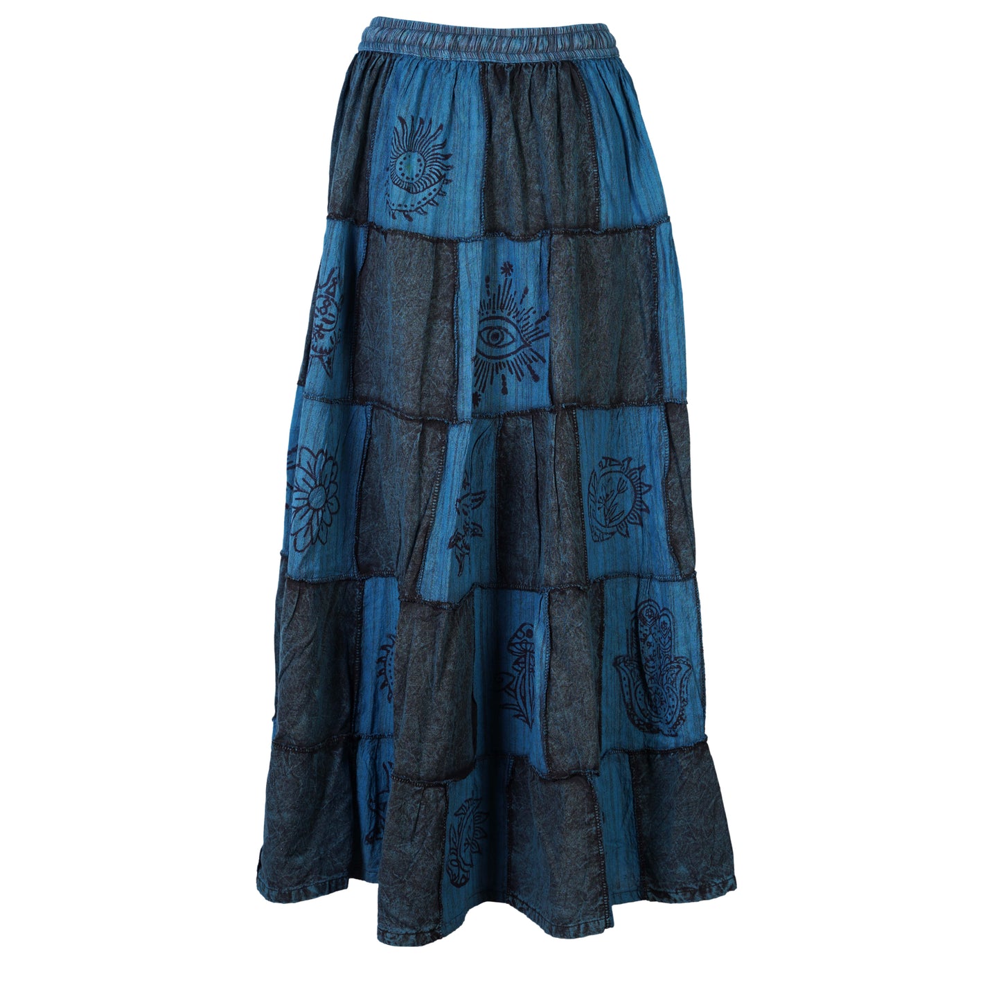 Women's Bohemian Cotton Patchwork Hippy Festival Gypsy Long Skirt