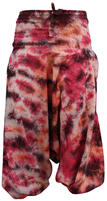 Tie Dye Harem Pants, Colourful Yoga Boho Baggy Trousers Hippie Clothes
