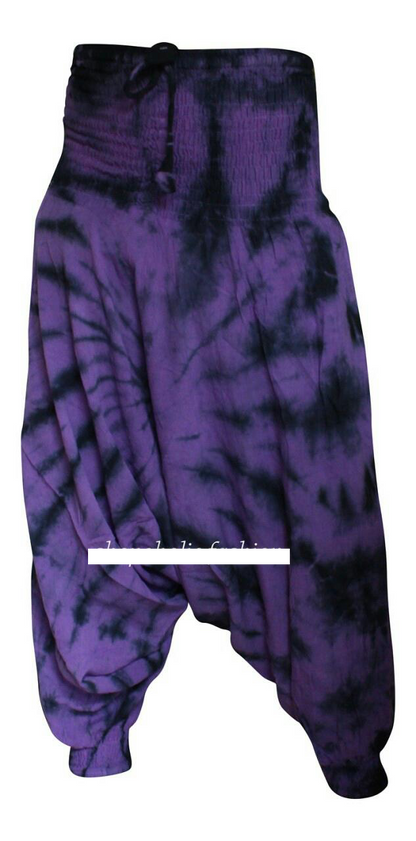 Tie Dye Harem Pants, Colourful Yoga Boho Baggy Trousers Hippie Clothes