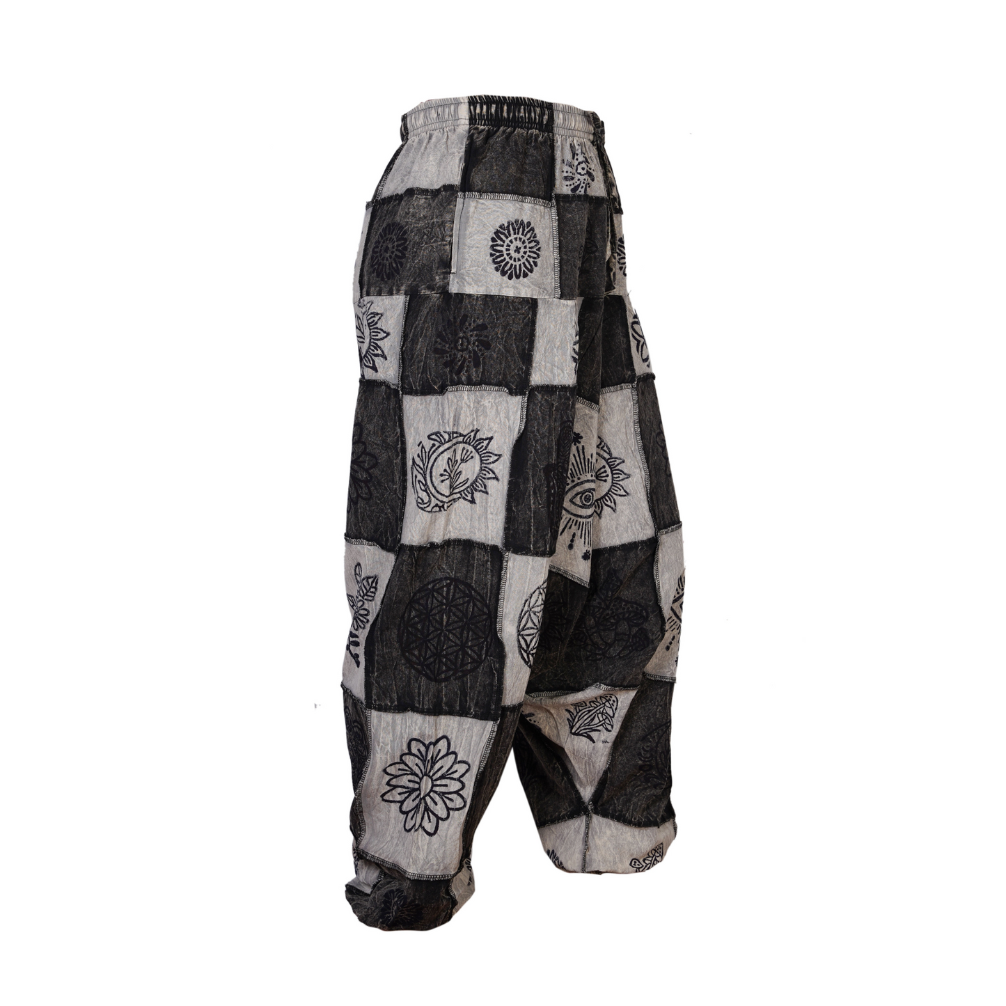 Men’s Patchwork Gothic Printed Trouser Cotton Hippy Festival Harem Pants