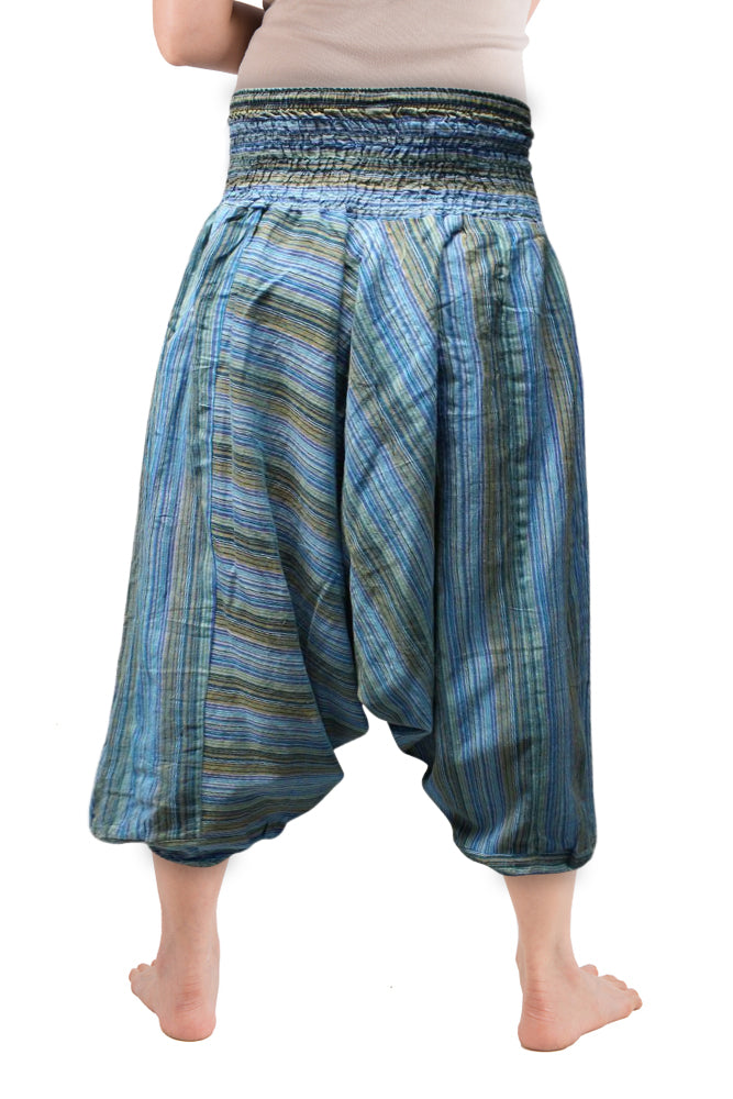 Ezhippie Womens Stonewashed Striped Harem Pants Hippie Trouser