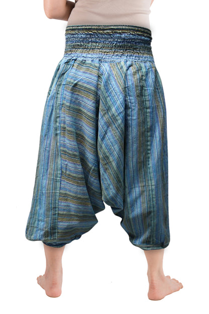 Ezhippie Womens Stonewashed Striped Harem Pants Hippie Trouser