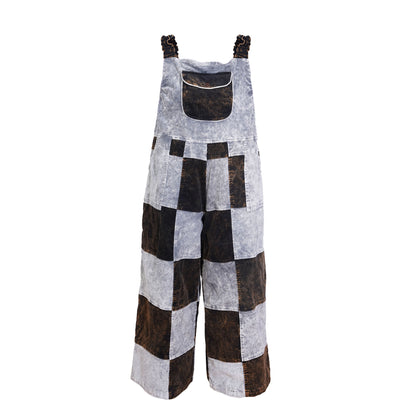 Women’s Cotton Patchwork Mushroom Flower Sun Tribal Print Hippie Summer Dungarees