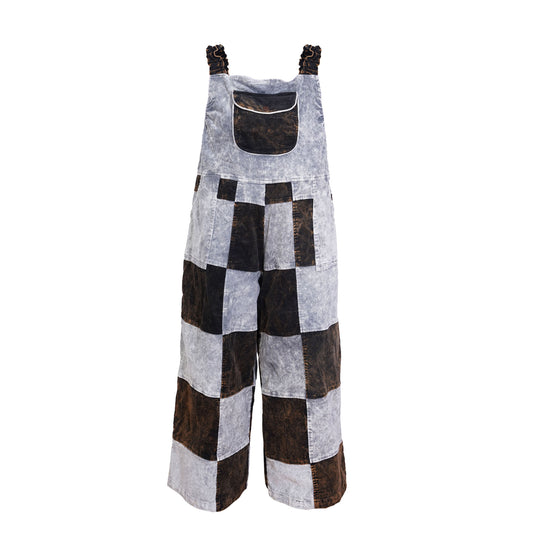 Women’s Cotton Patchwork Mushroom Flower Sun Tribal Print Hippie Summer Dungarees