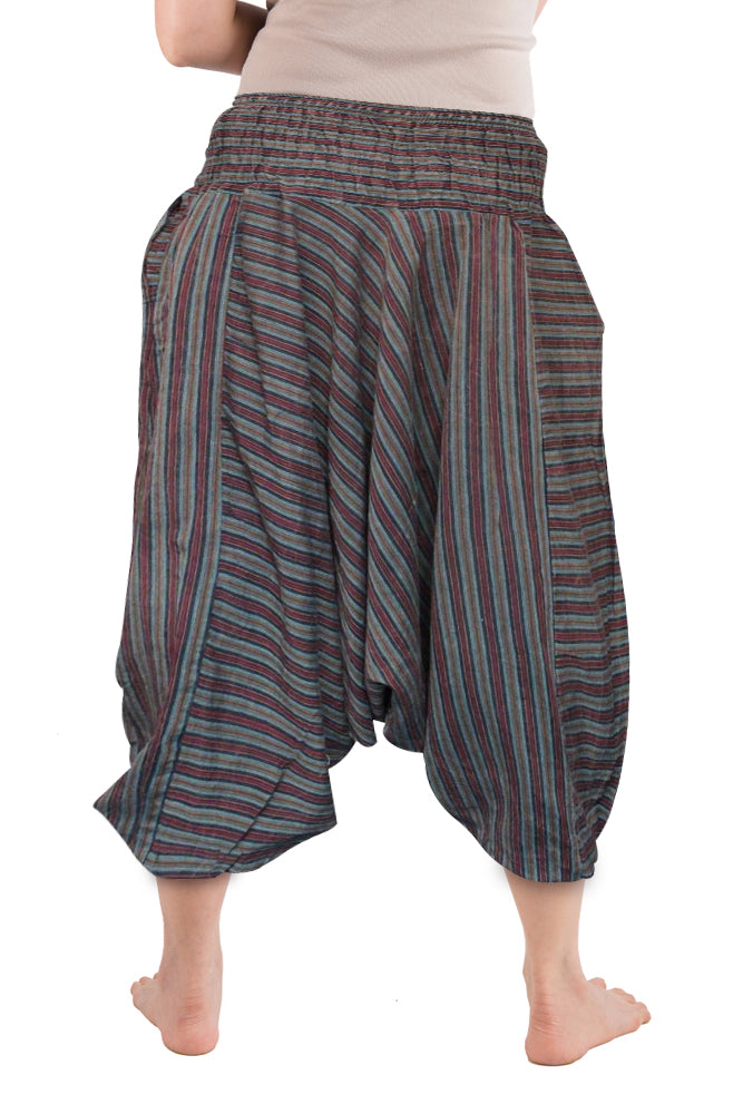Ezhippie Womens Stonewashed Striped Harem Pants Hippie Trouser