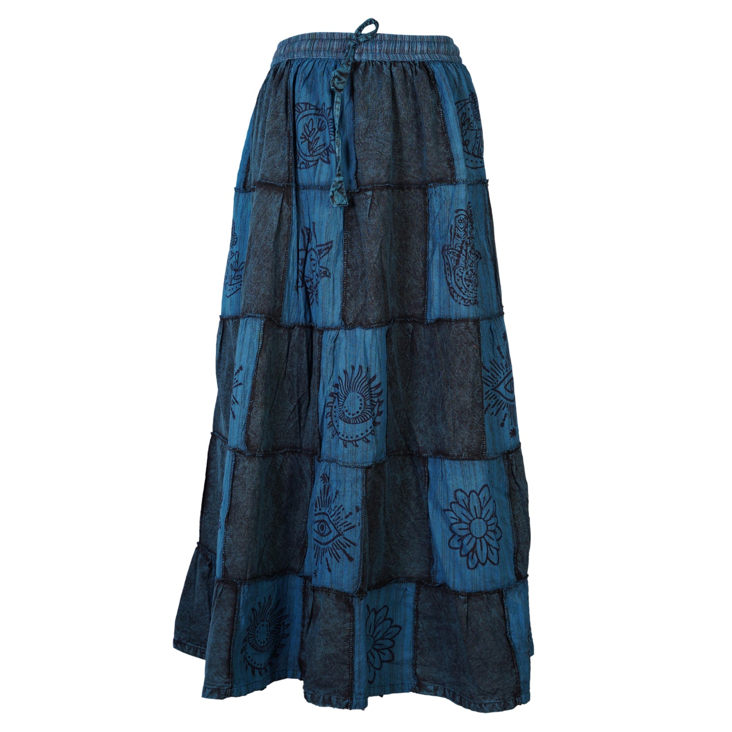Women's Bohemian Cotton Patchwork Hippy Festival Gypsy Long Skirt