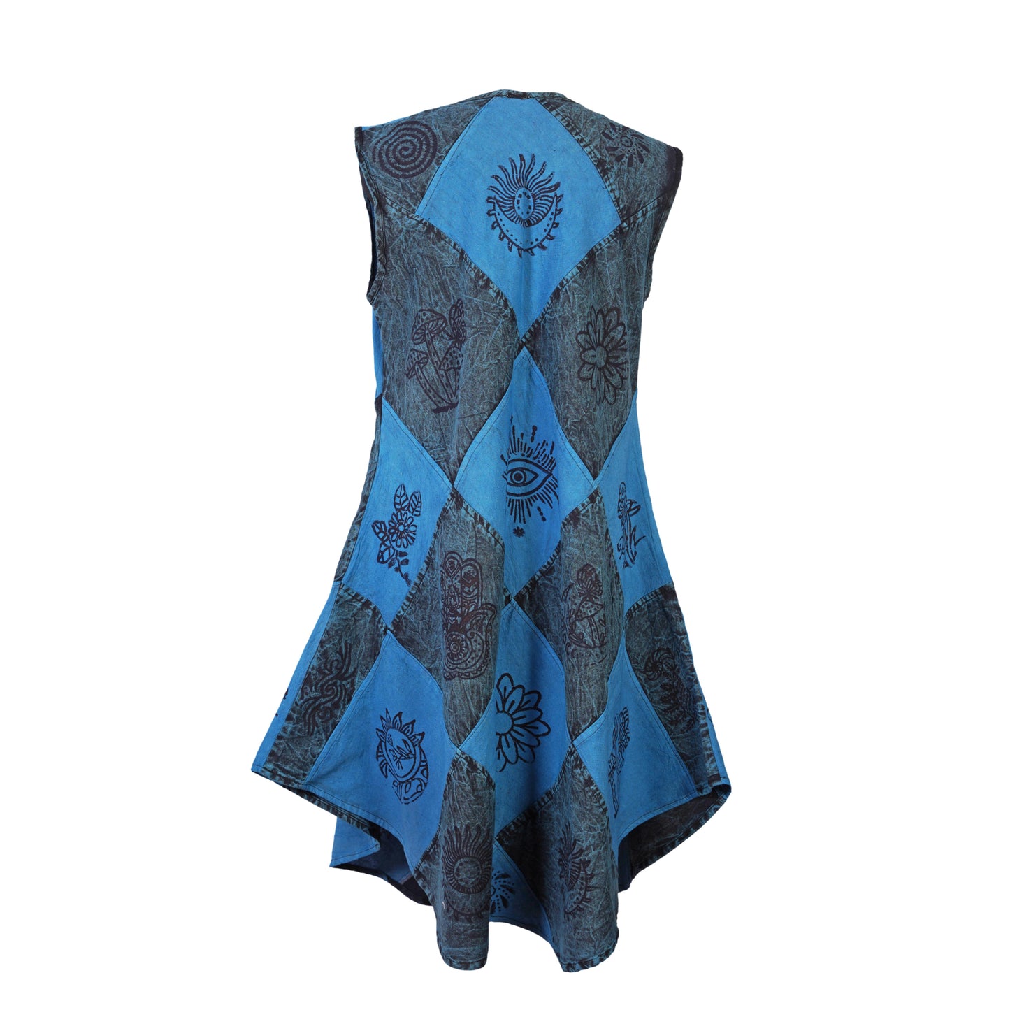 Women's Midi Boho Patchwork Print Sleeveless Hippy Festival Summer Dress