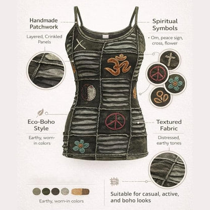 Women Slashed Faded Goth Embroidered Festival Tank Tops