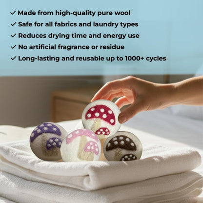 Wool Dryer Balls - 1000+ Loads - Pure Organic Wool - Reusable Natural Fabric Softener Perfect with Essential Oils, Reduce Clothing Static and Wrinkles