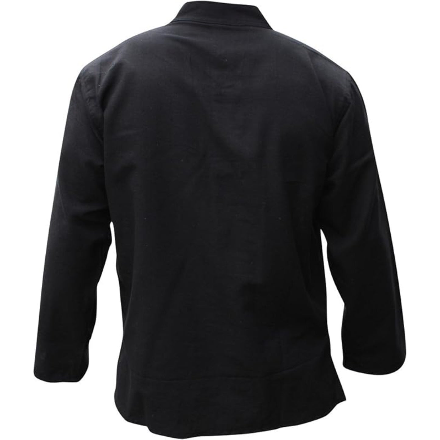 Mens Plain Hemp Band Collar Hippy Summer Light Tops Full Sleeve Grandad Shirt