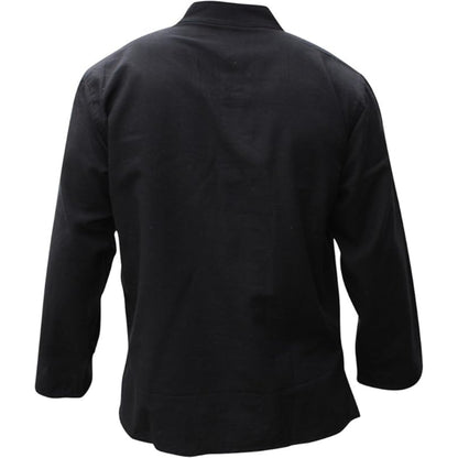 Mens Plain Hemp Band Collar Hippy Summer Light Tops Full Sleeve Grandad Shirt