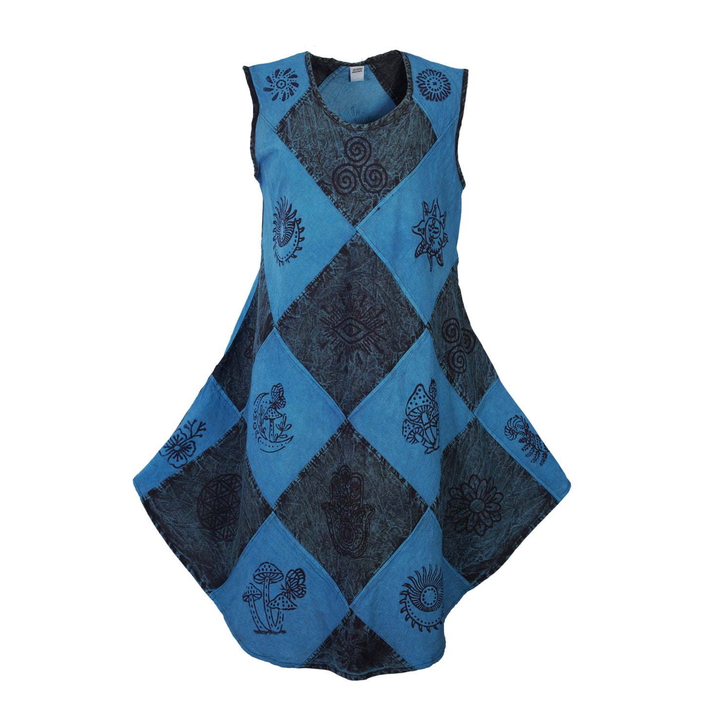 Women's Midi Boho Patchwork Print Sleeveless Hippy Festival Summer Dress