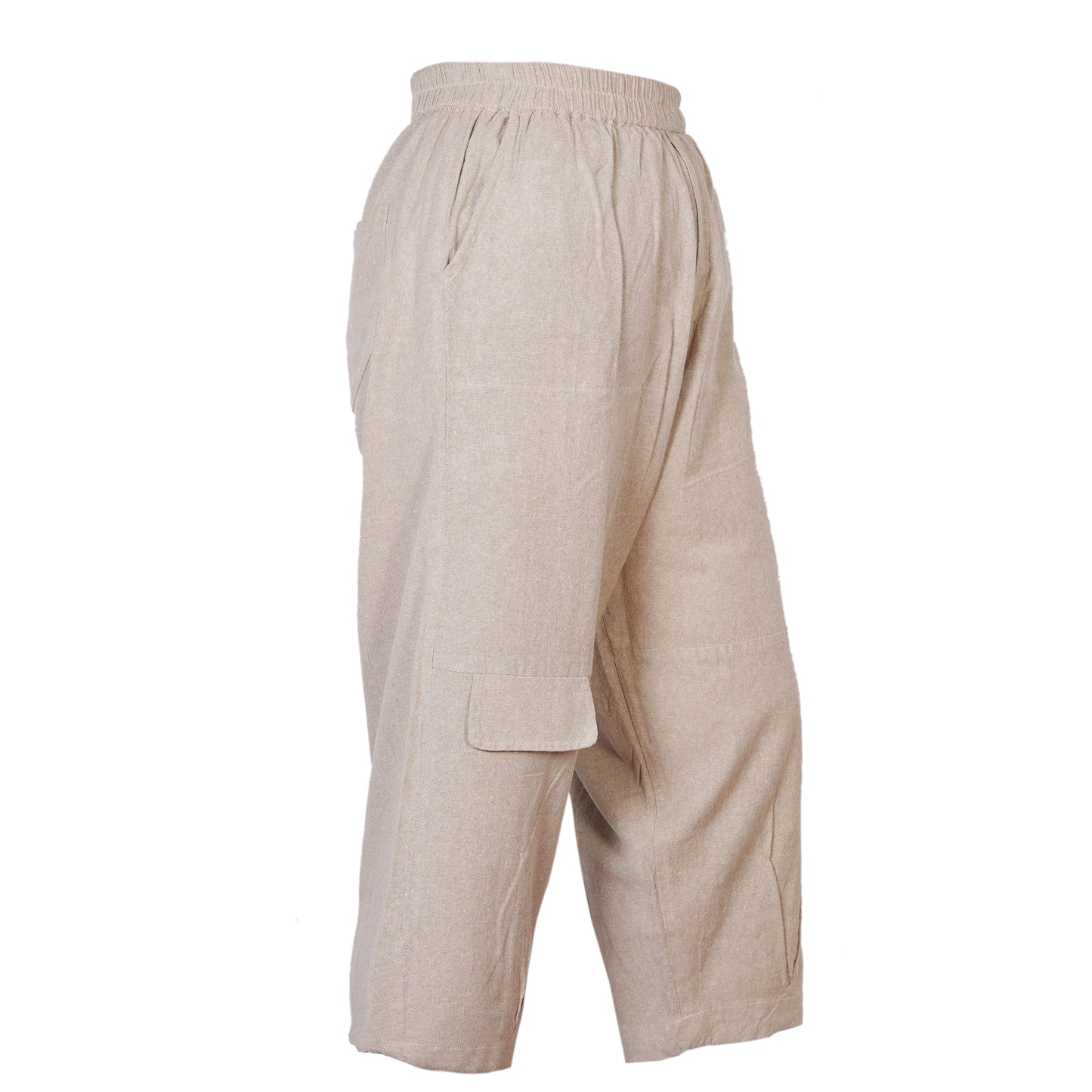 Mens Ankle Length Summer Work Pants Cotton Relaxed Fit Casual Hippy Trousers