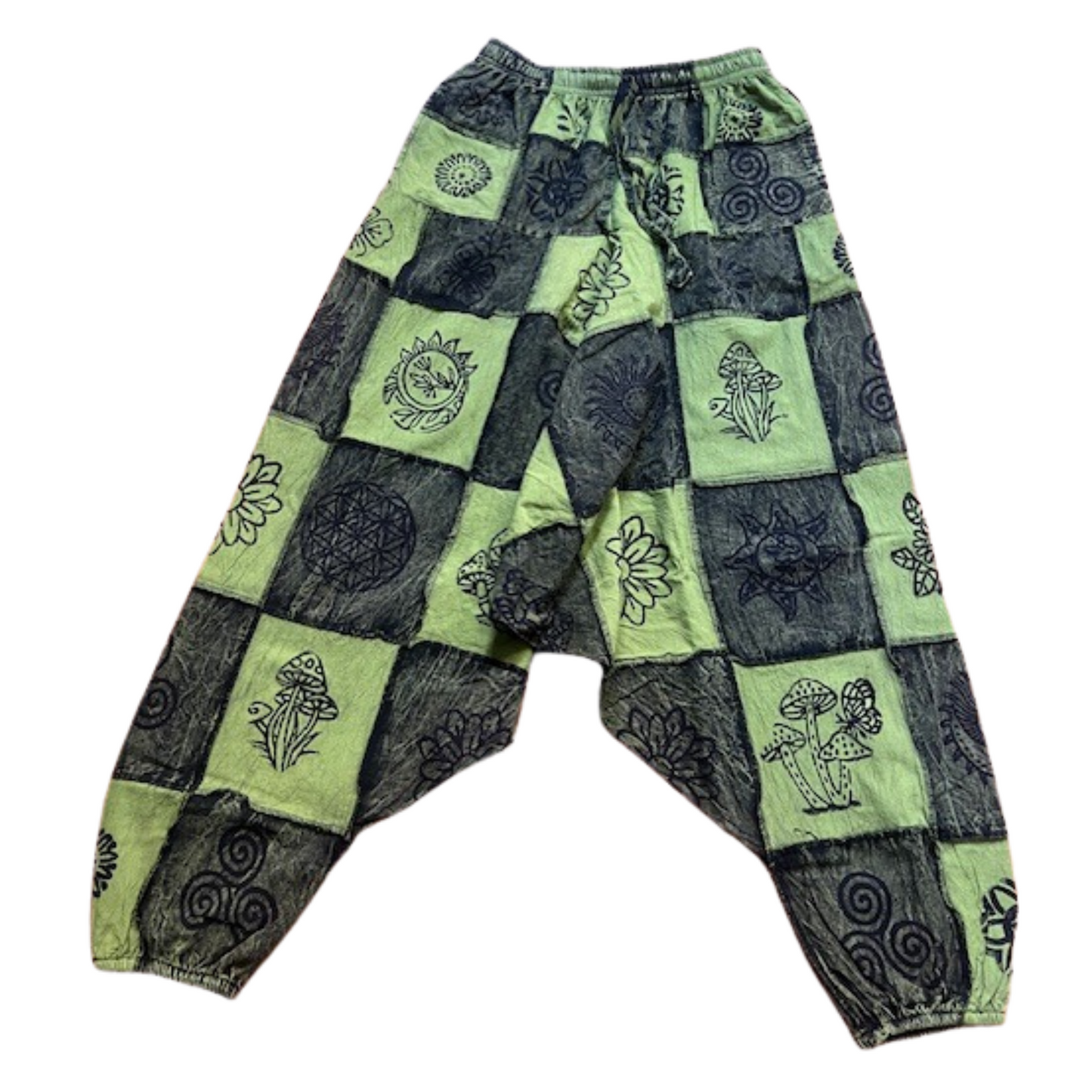 Men’s Patchwork Gothic Printed Trouser Cotton Hippy Festival Harem Pants